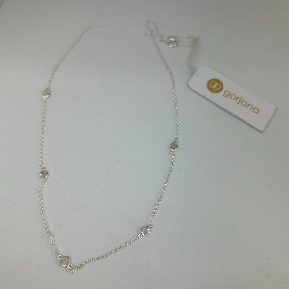 Gorjana Chloe Choker Silver Tone Station Necklace 12" w/ 2" Extention